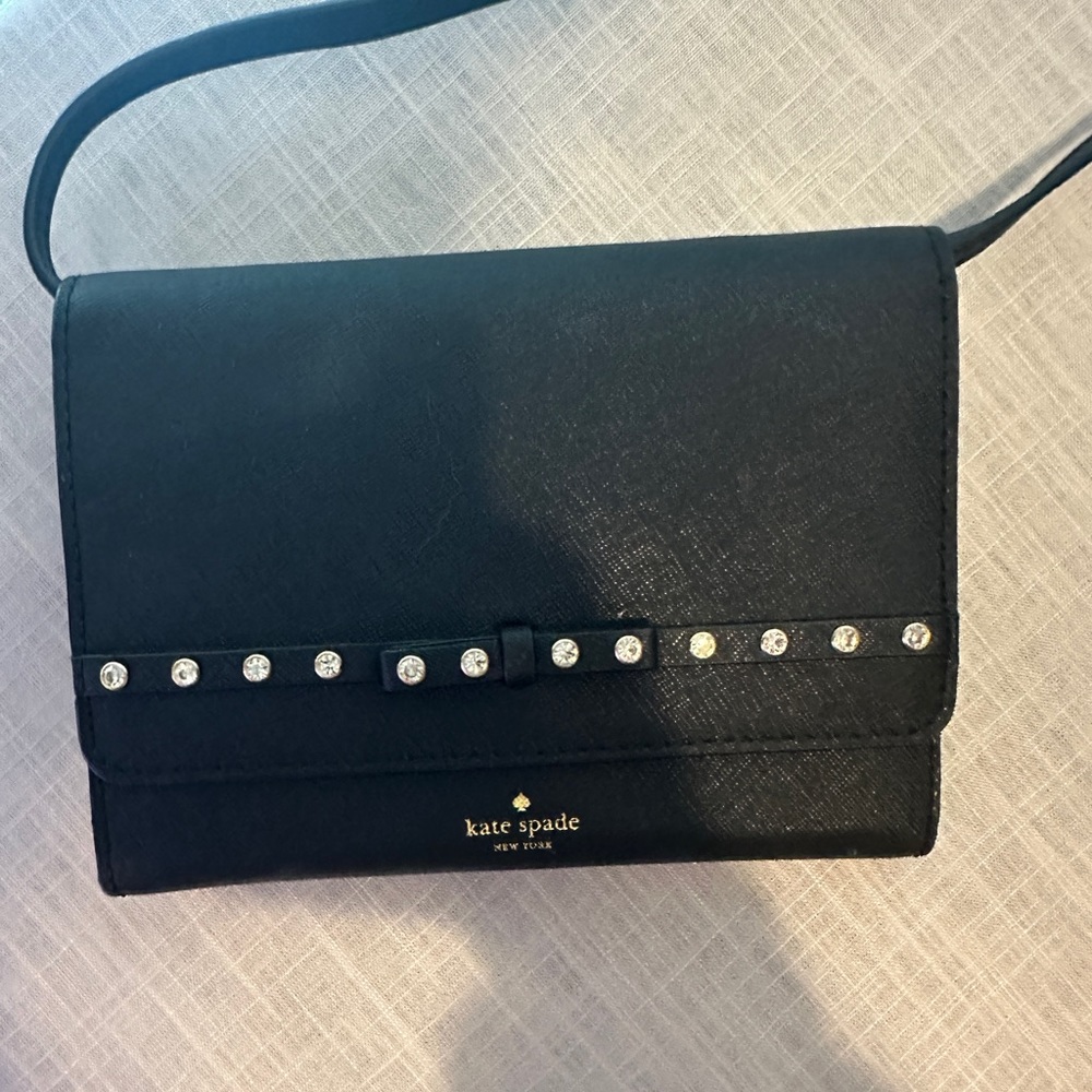 Kate spade saffiano black leather crossbody